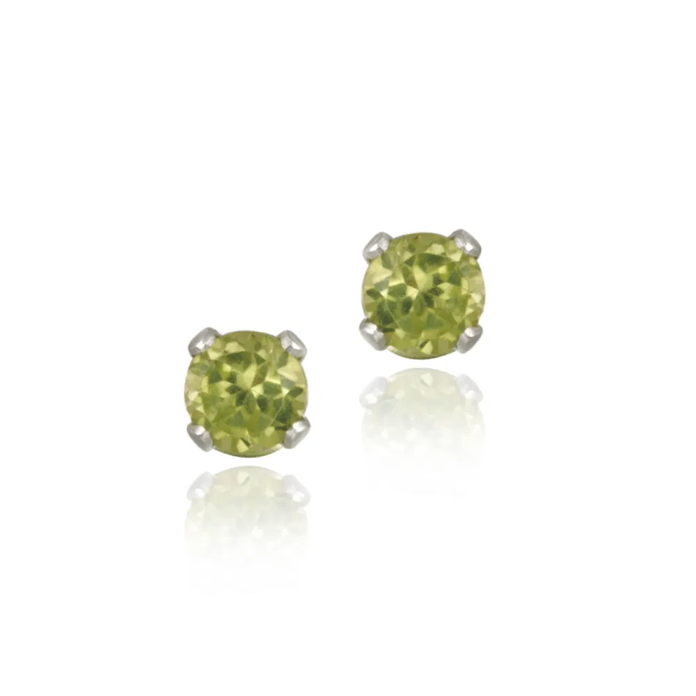 Sterling Silver 1/2ct Peridot Stud Earrings, 4mm - Grocery
