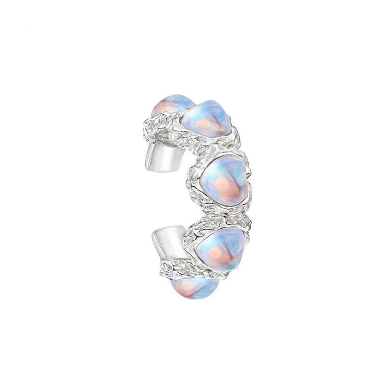 Moonlight Waltz Minority Silver Heart Earrings - Grocery