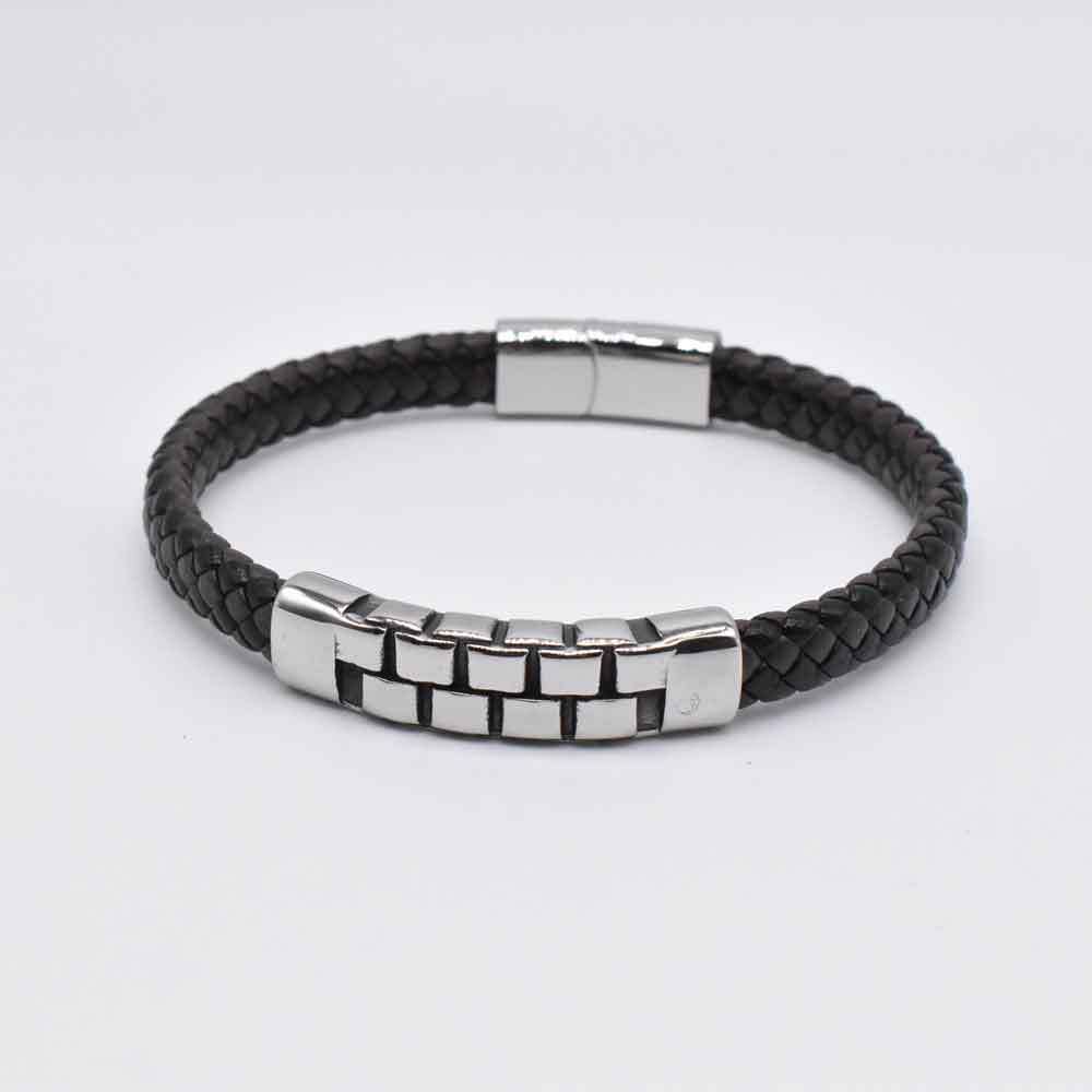 Titanium Steel Cast Accessories Leather Braided Men's Bracelet - Grocery