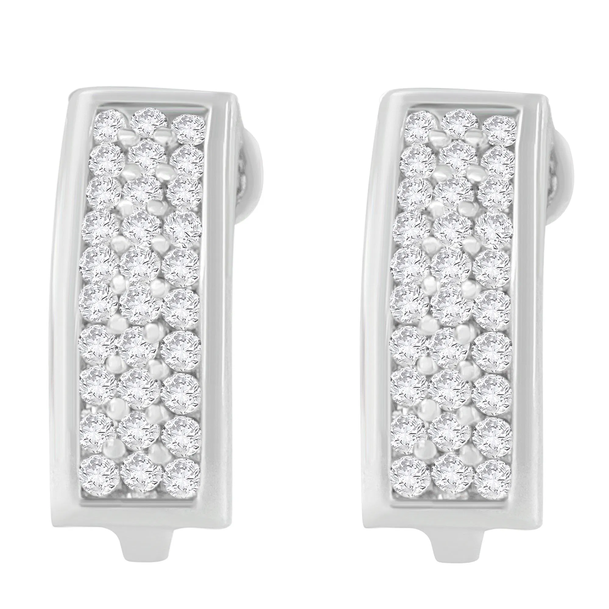 14K White Gold 1 cttw Round Cut Diamond Earrings (H-I, SI1-SI2) - Grocery