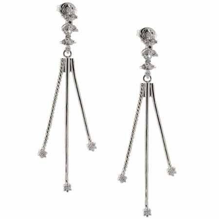 Sterling Silver CZ Dangle Earrings - Grocery