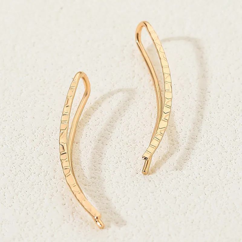 Minimalist Ear Climber Earrings Long Copper Climbers Crawler Bar Studs 1 Pair - Grocery