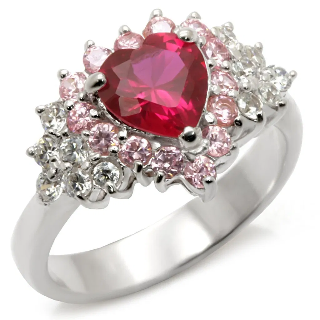 35701 - High-Polished 925 Sterling Silver Ring with Synthetic Garnet in Ruby - Grocery
