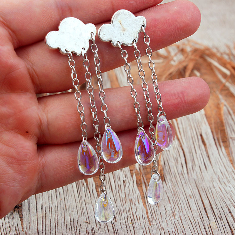 Fashion Magic Raindrops Witchcraft Pagan Earrings - Grocery