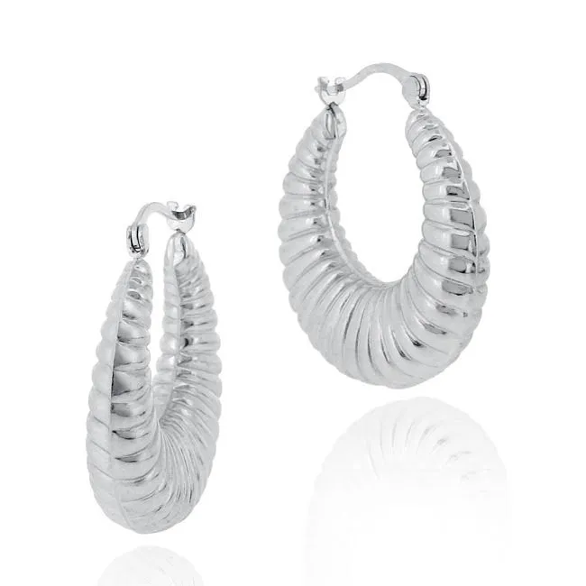 Sterling Silver Shrimp Design Hoop Earrings - Grocery