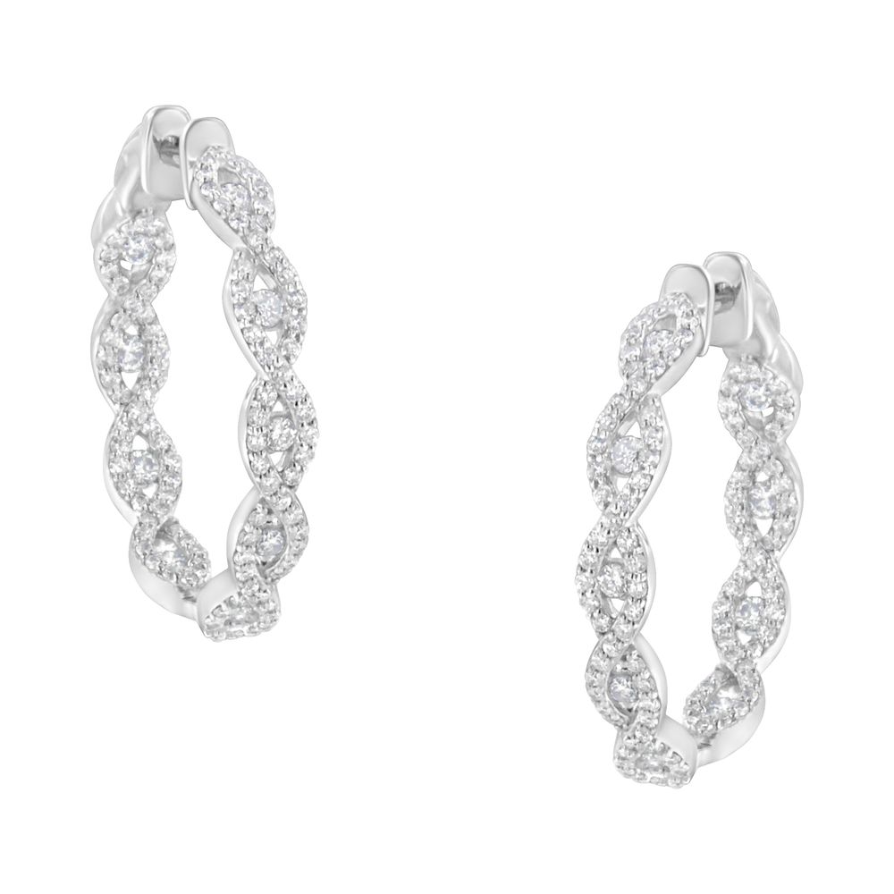 10K White Gold Diamond Hoop Earrings (1 1/2 cttw, H-I Color, I1-I2 Clarity) - Grocery
