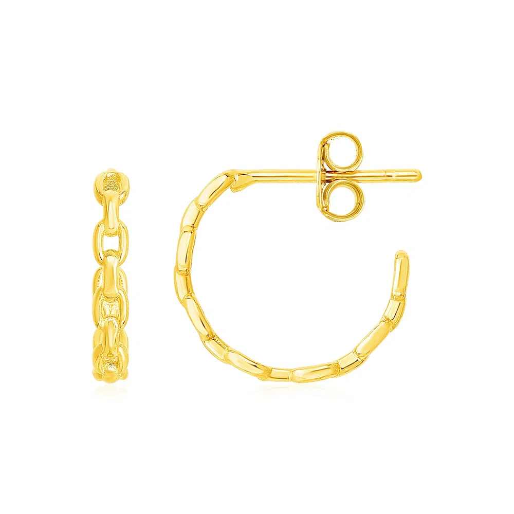 14k Yellow Gold Delicate Chain Hoop Earrings - Grocery