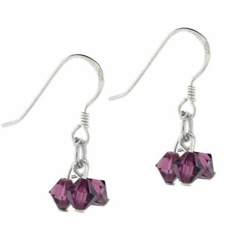 Sterling Silver Purple Swarovski Elements Earrings - Grocery