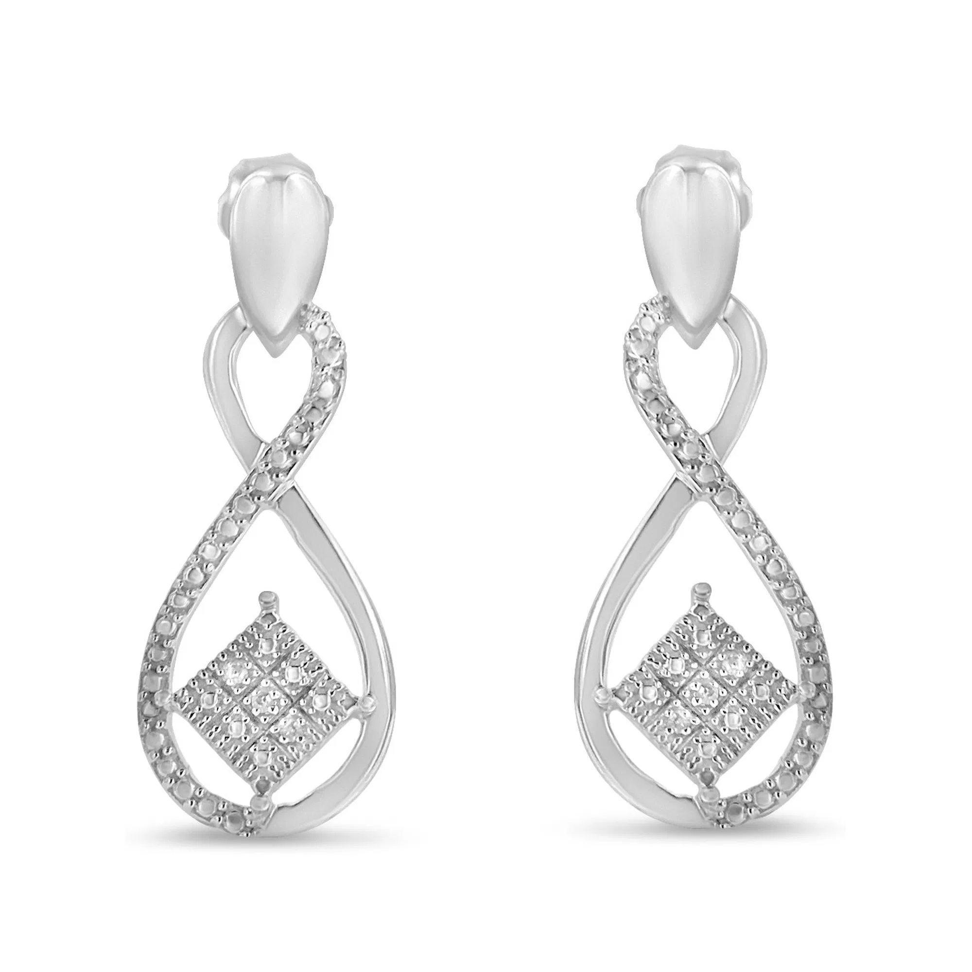 Sterling Silver Round Cut Diamond Infinity Earrings (0.04 cttw, H-I Color, I2-I3 Clarity) - Grocery