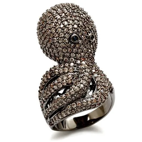 1W080 - Ruthenium Brass Ring with AAA Grade CZ in Multi Color - Grocery