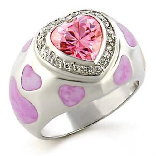 LOA517 - High-Polished 925 Sterling Silver Ring with AAA Grade CZ in Rose - Grocery