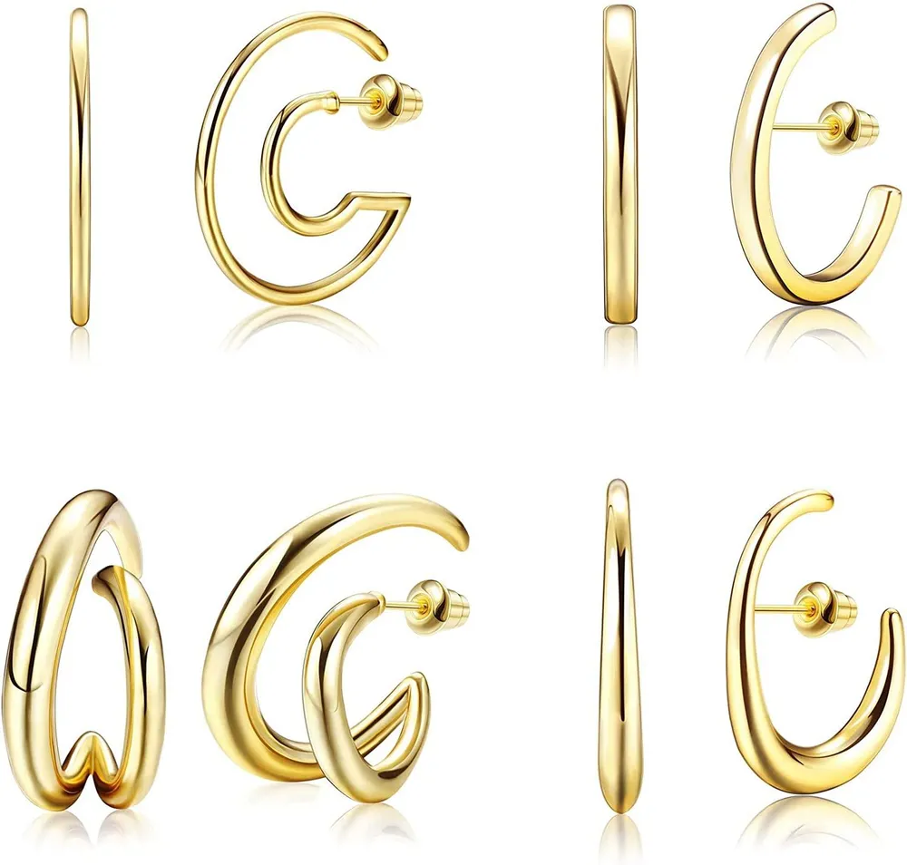 4 Pairs Gold Earrings for Women - Grocery
