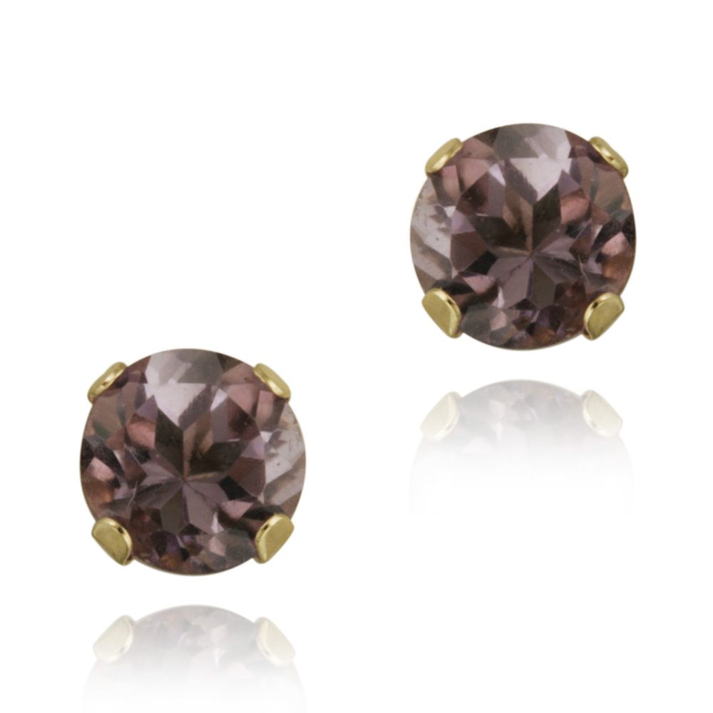 18K Gold over Sterling Silver 4/5ct Amethyst Stud Earrings, 5mm - Grocery