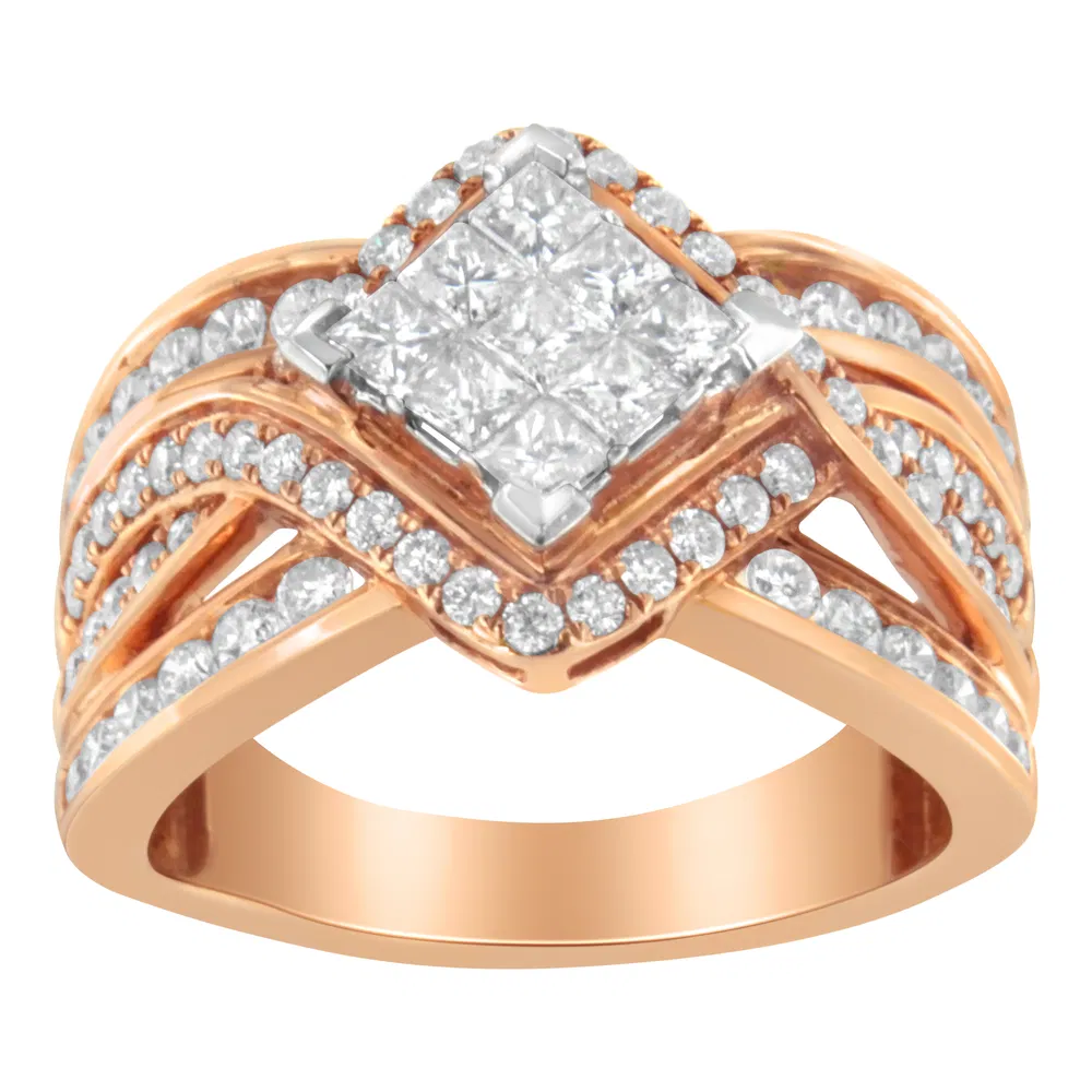Two-Tone 10KT Gold Diamond Bypass Cocktail Ring (1 1/2 cttw, H-I Color, I1-I2 Clarity) - Grocery