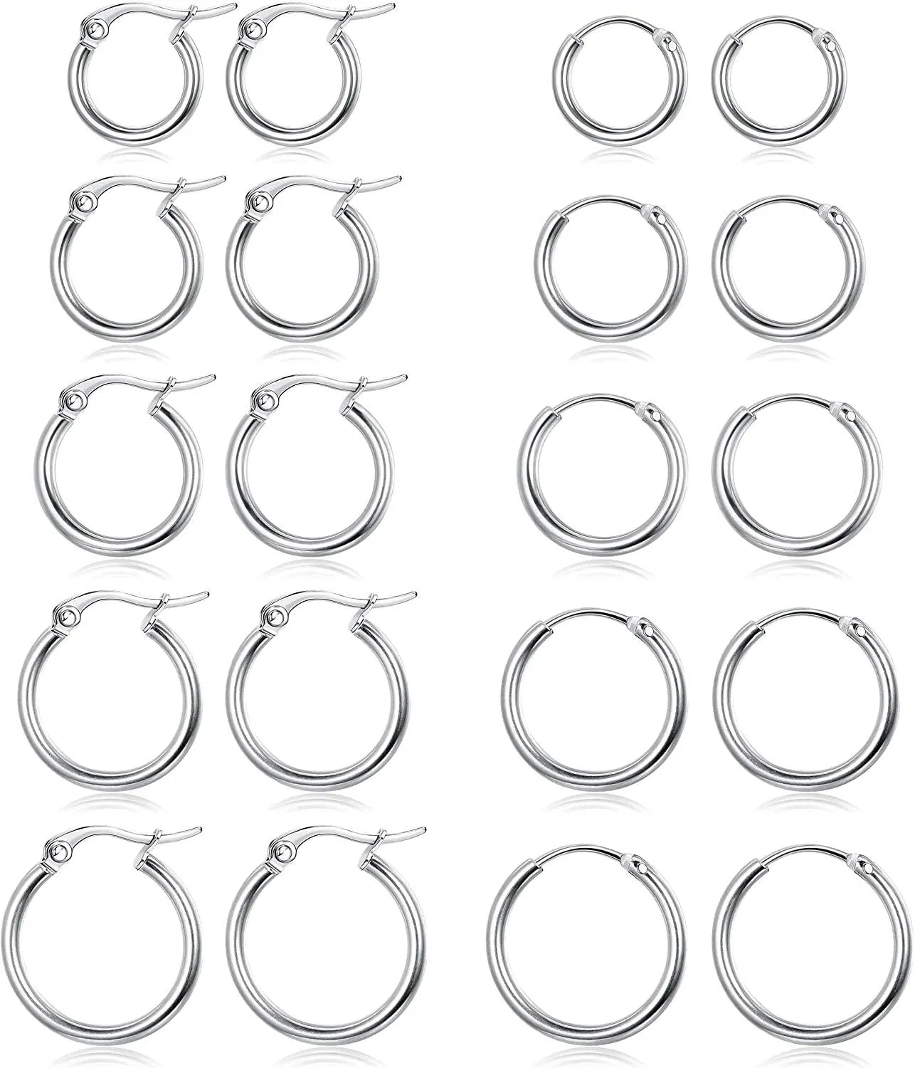 Pairs Stainless Hoop Earrings for Women Latchback Endless Small Hoop Earrings Set Cute Huggie Gold Plated Cartilage Earrings - Grocery