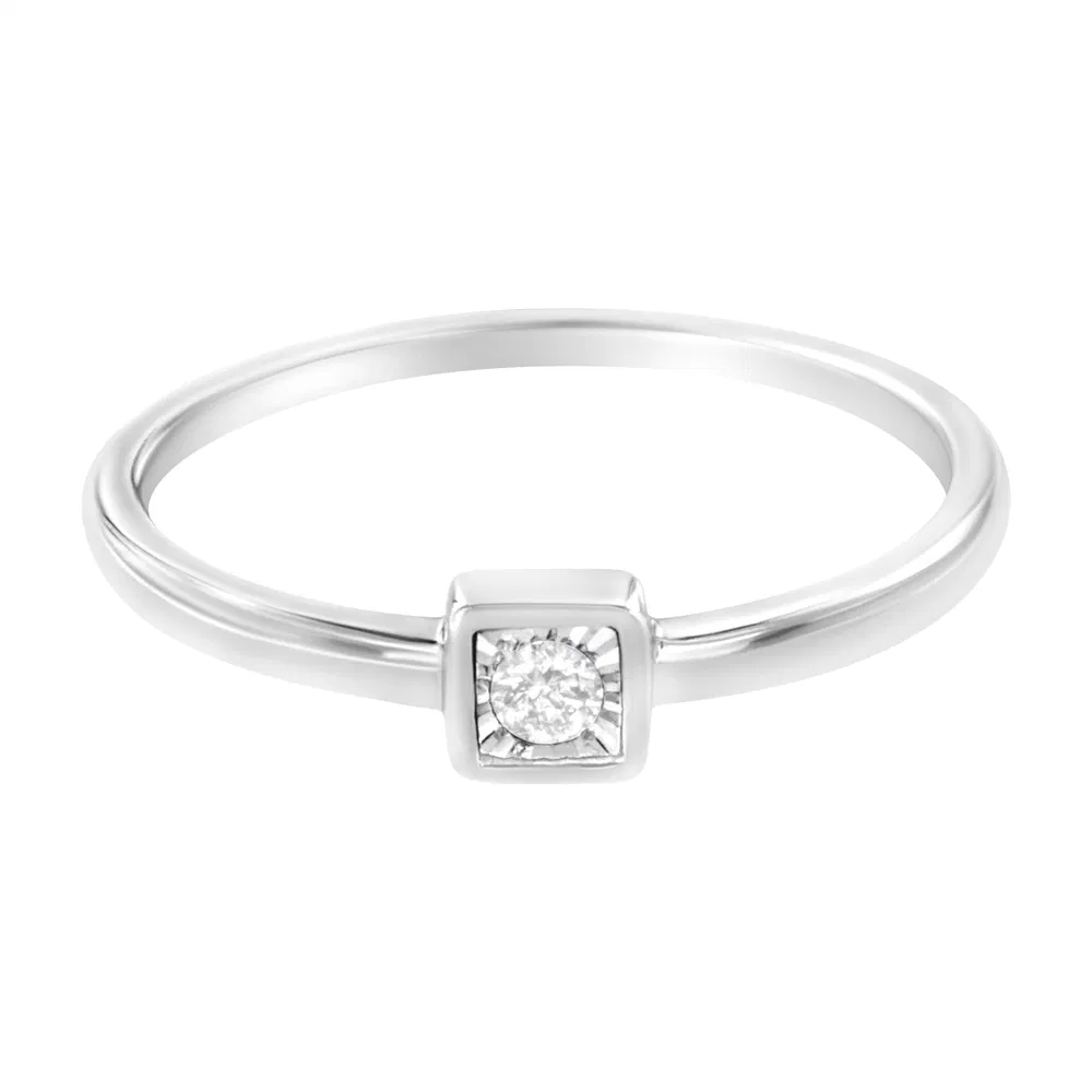 .925 Sterling Silver Miracle-Set Diamond Accent Cushion Shaped Promise Ring (J-K Color, I1-I2 Clarity) - Grocery
