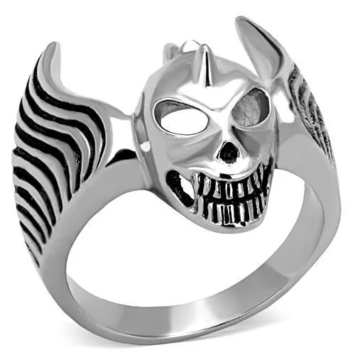 TK1599 - High polished (no plating) Stainless Steel Ring with Epoxy in Jet - Grocery