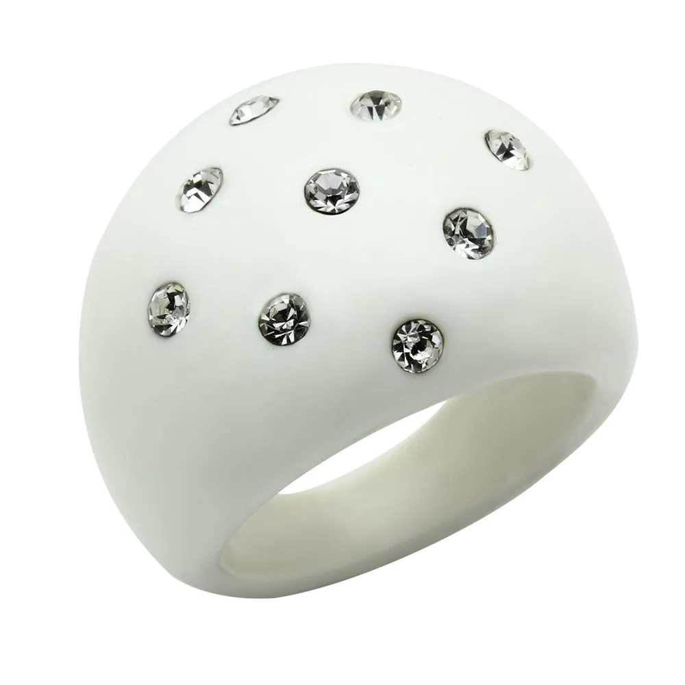 LO2389 - Resin Ring with Synthetic Synthetic Stone in Multi Color - Grocery