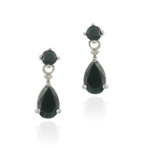 Sterling Silver 4.25 Ct. TGW Sapphire & Diamond Accent Teardrop Earrings - Grocery