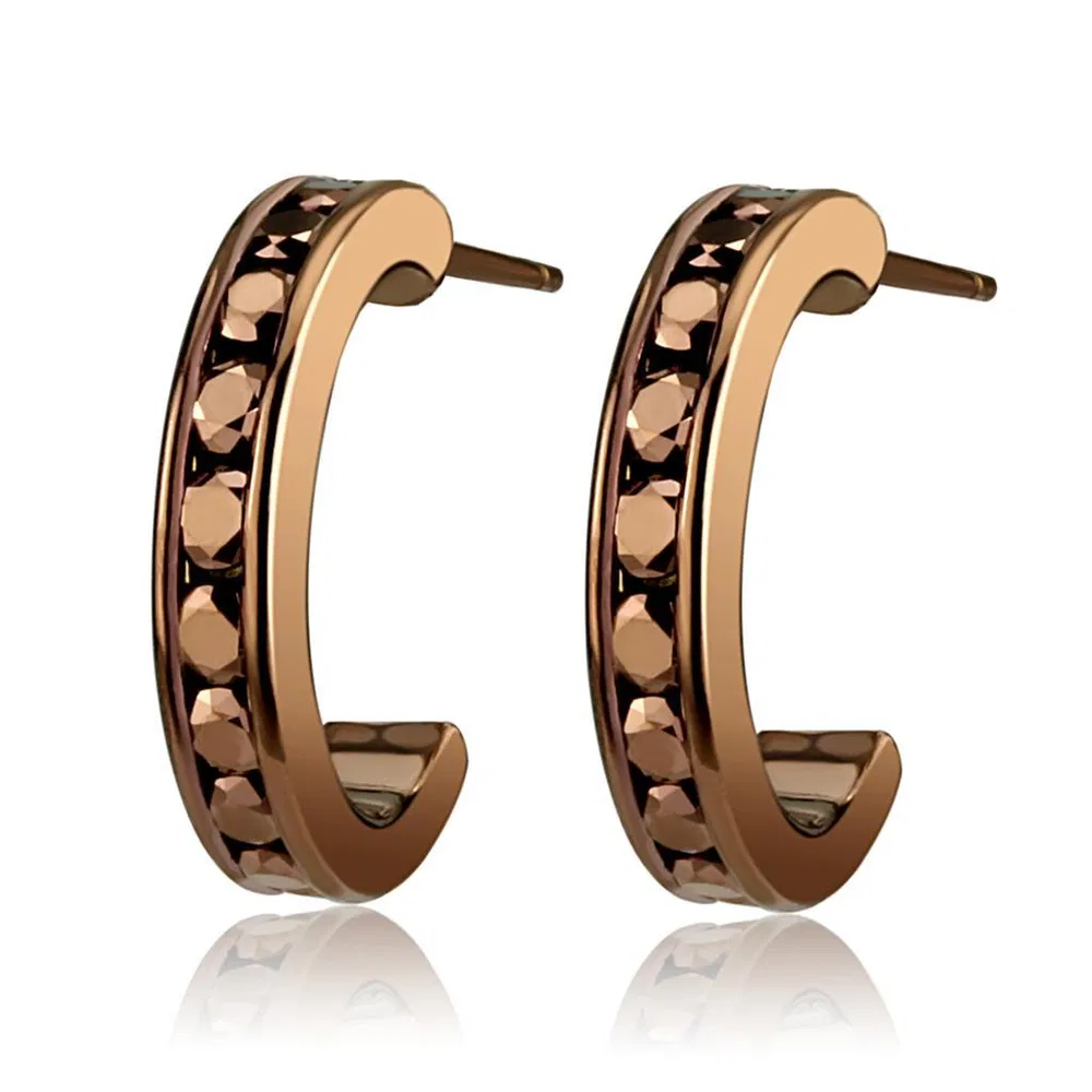 3W1140 - IP Coffee light Brass Earrings with Top Grade Crystal in Light Coffee - Grocery