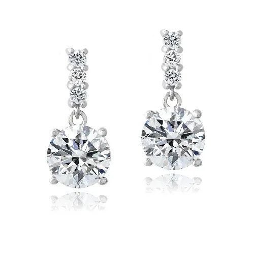 Sterling Silver CZ Dangle Earrings - Grocery