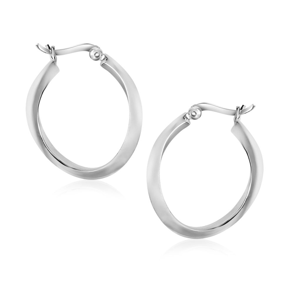 Sterling Silver Twist Design Oval Shape Hoop Earrings - Grocery