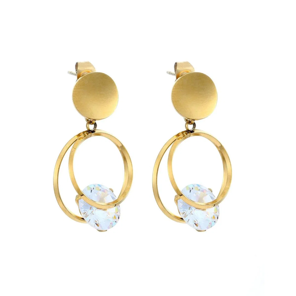 Women's Round Zircon Stainless Steel Earrings Exaggerated Shape Suitable for Party, Prom - Grocery