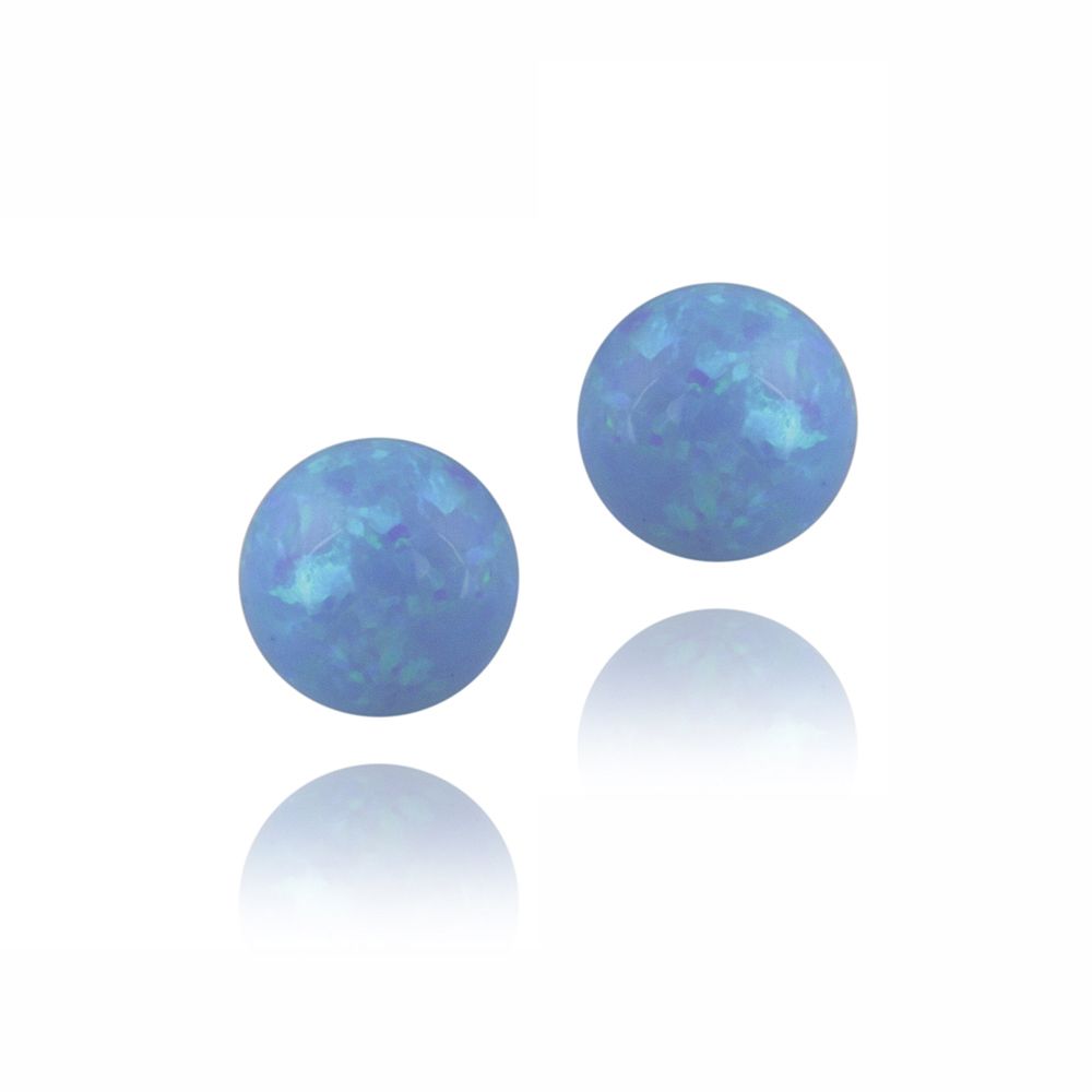 Sterling Silver Created Blue Opal Ball Stud Earrings, 5mm - Grocery