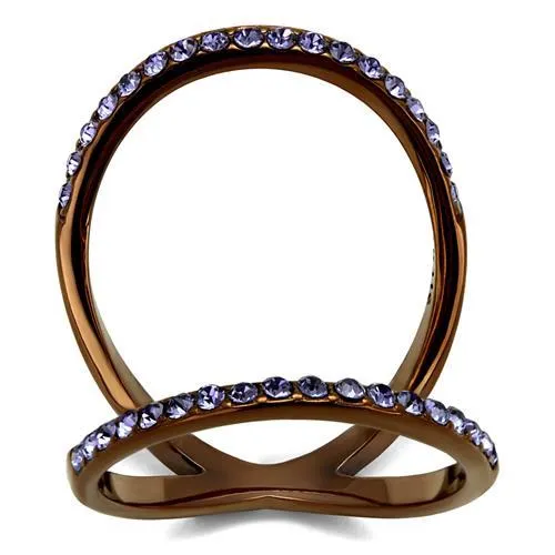TK2693 - IP Coffee light Stainless Steel Ring with Top Grade Crystal in Tanzanite - Grocery