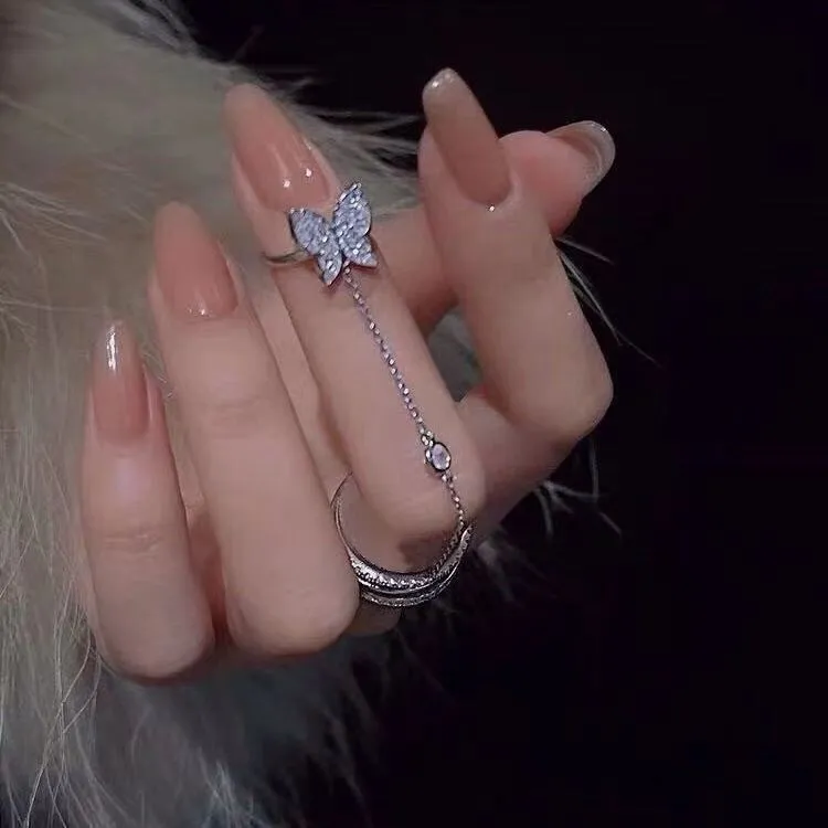 Fashion Jewelry Butterfly Tassel Finger Ring Small Design - Grocery