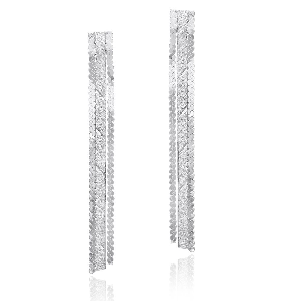 Sterling Silver Three Strand Dangle Earrings - Grocery