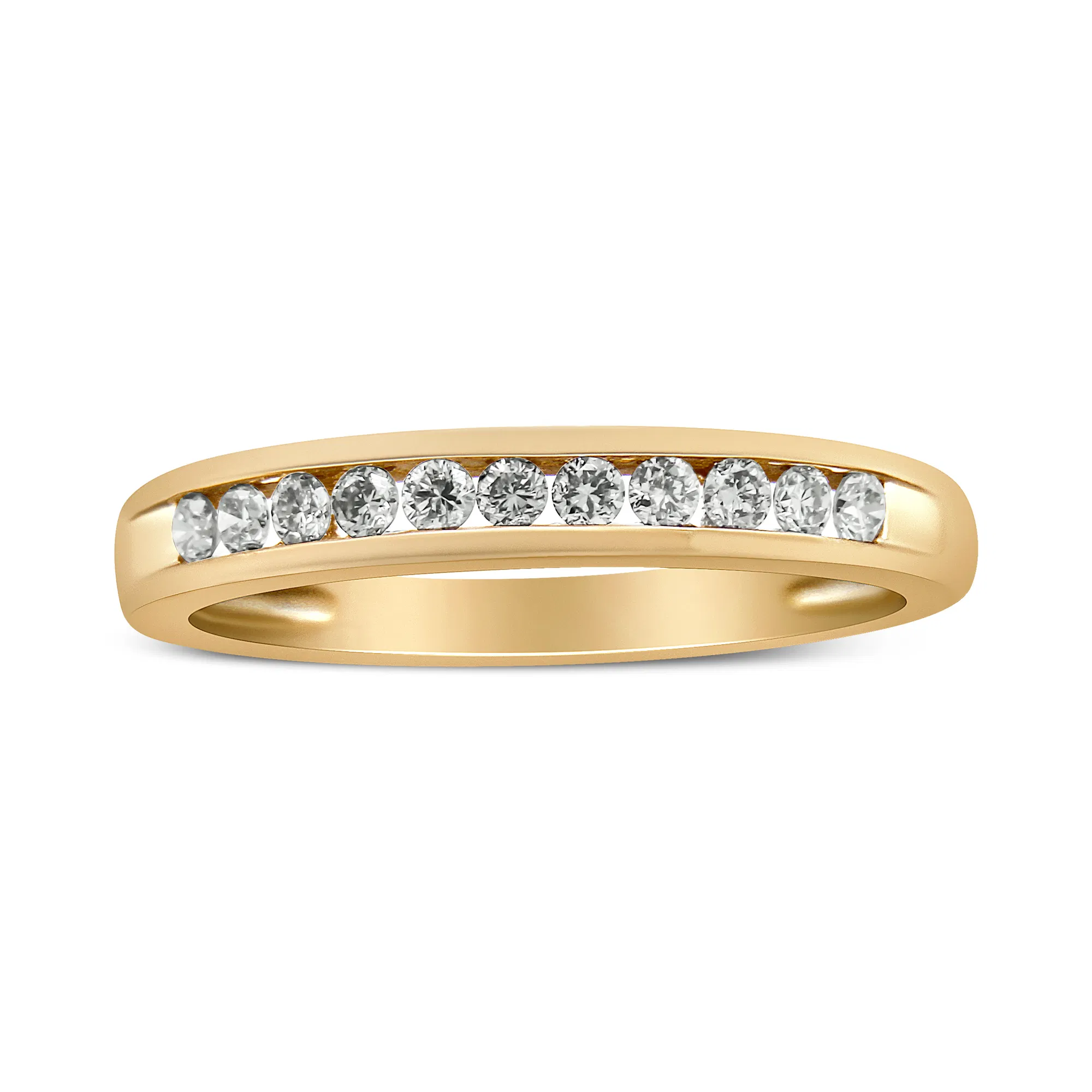 IGI Certified 1/4 Cttw Diamond 10K Yellow Gold Channel Set Band Style Ring (J-K Color, I2-I3 Clarity) - Grocery