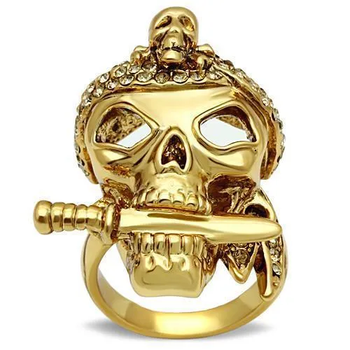 3W012 - Gold White Metal Ring with Top Grade Crystal in Smoked Quartz - Grocery