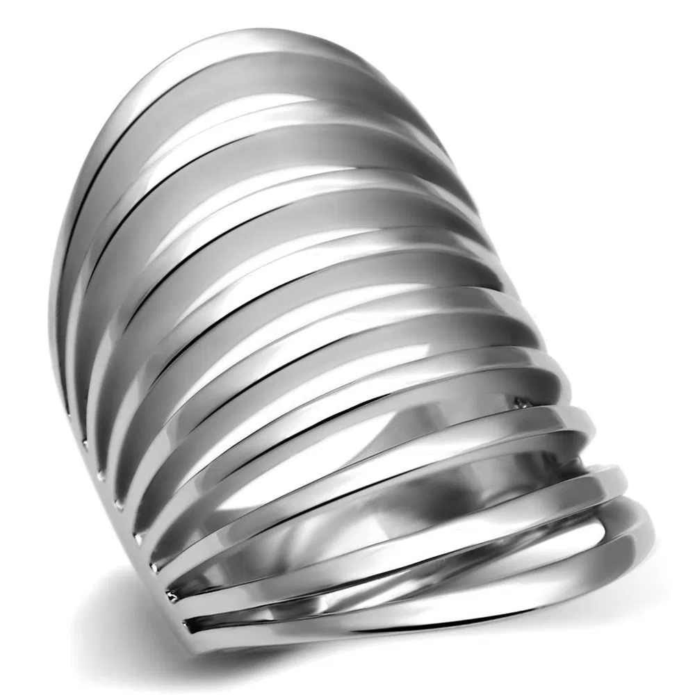 TK665 - High polished (no plating) Stainless Steel Ring with No Stone - Grocery