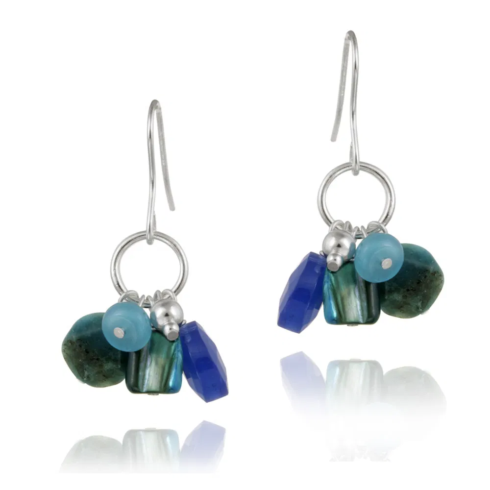 Sterling Silver Apatite Cluster Dangle Earrings - Grocery