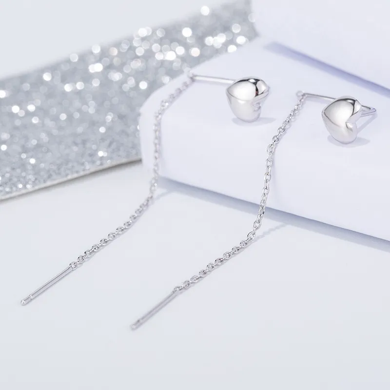 Peach Heart-shaped Ear Wire Female Long Temperament Earrings - Grocery