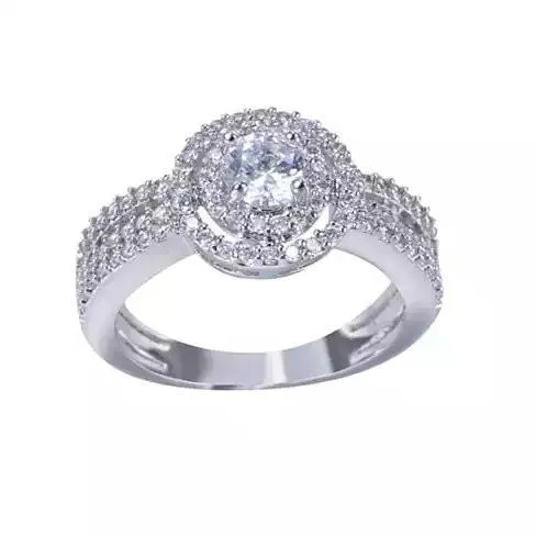 ARTDECO Double Halo Ring 18Kt White Gold Overlay - Grocery