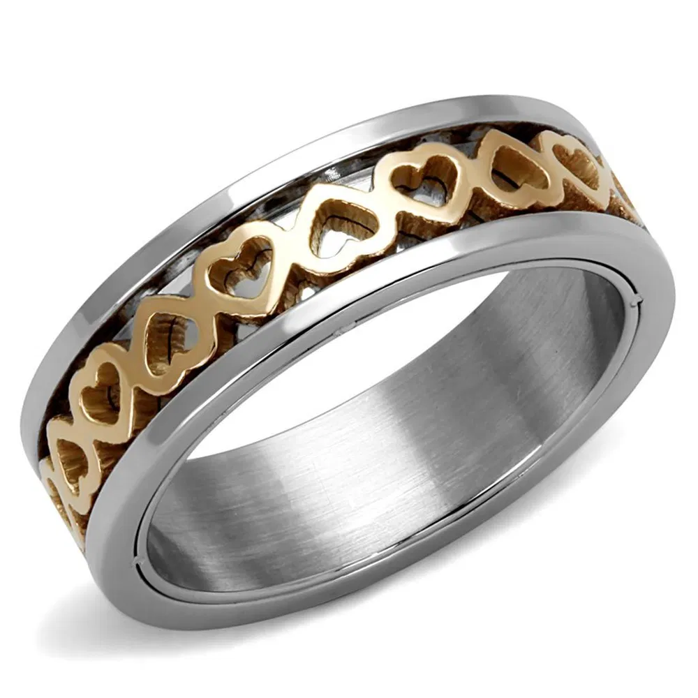 TK2398 - Two-Tone IP Rose Gold Stainless Steel Ring with No Stone - Grocery