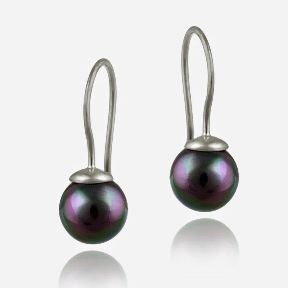 Sterling Silver 10mm Peacock Shell Pearl Drop Earrings - Grocery