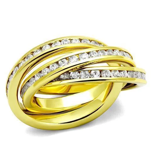3W1330 - Gold Brass Ring with AAA Grade CZ in Clear - Grocery