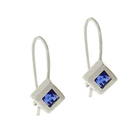 Sterling Silver Tanzanite CZ Cube Drop Earrings - Grocery