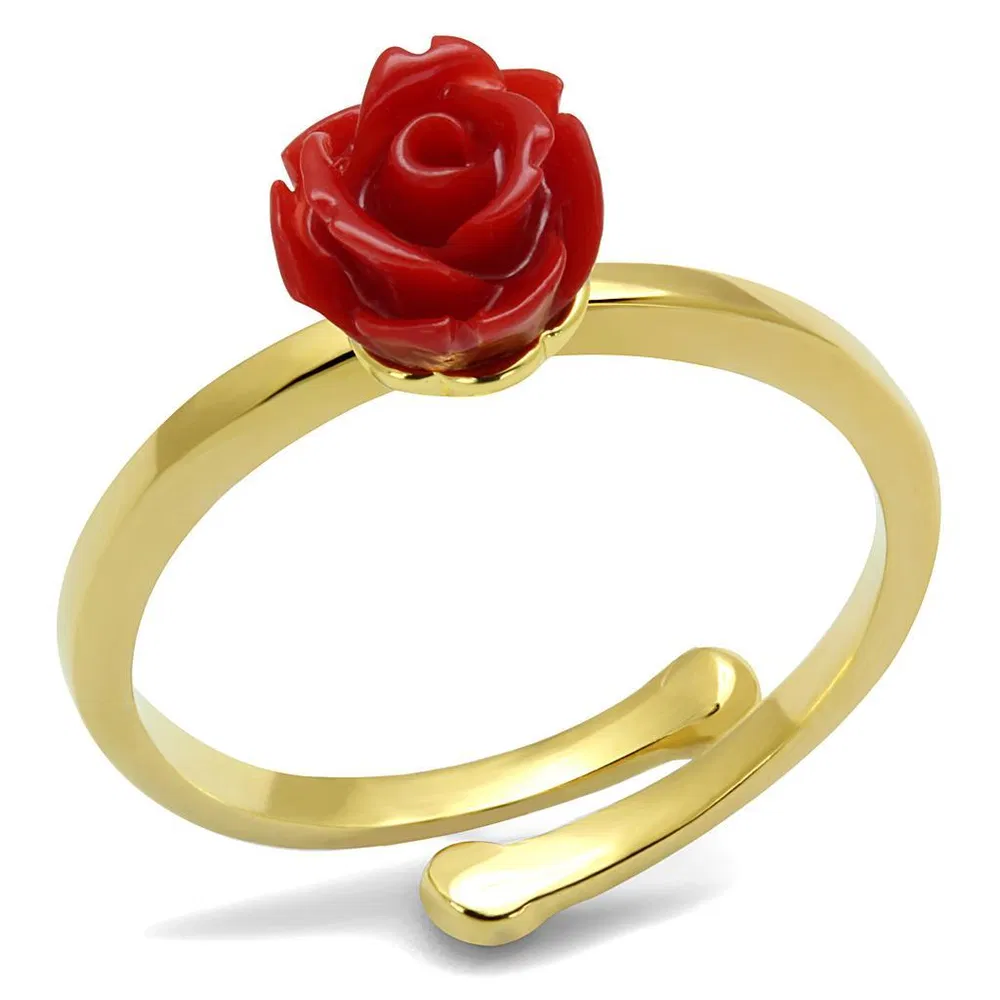 LO4058 - Flash Gold Brass Ring with Synthetic Synthetic Stone in Siam - Grocery