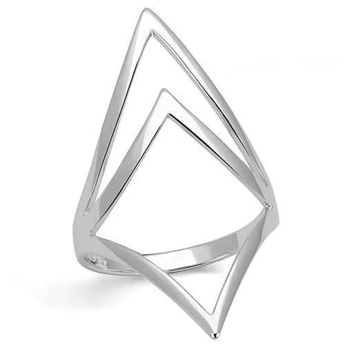 3W1382 - Rhodium 925 Sterling Silver Ring with No Stone - Grocery