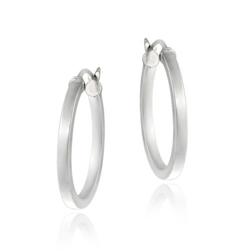 Sterling Silver 25mm Round Hoop Earrings - Grocery