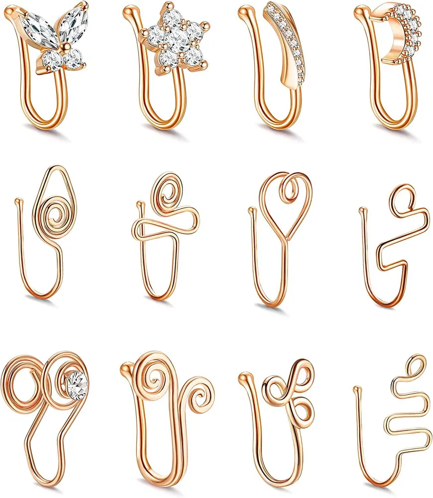 African Nose Cuff Non Piercing Copper Faux Fake Nose Rings Clip on Nose Ring for Women - Grocery