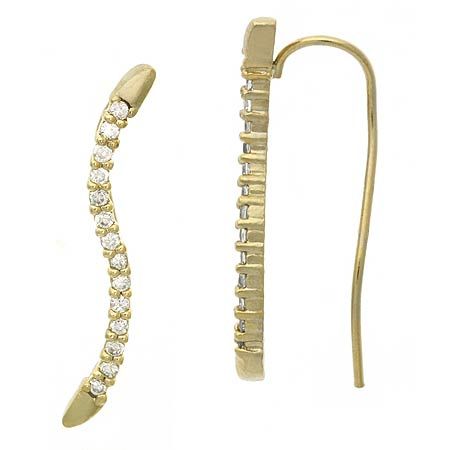 18K Gold over Sterling Silver CZ Wave Drop Earrings - Grocery