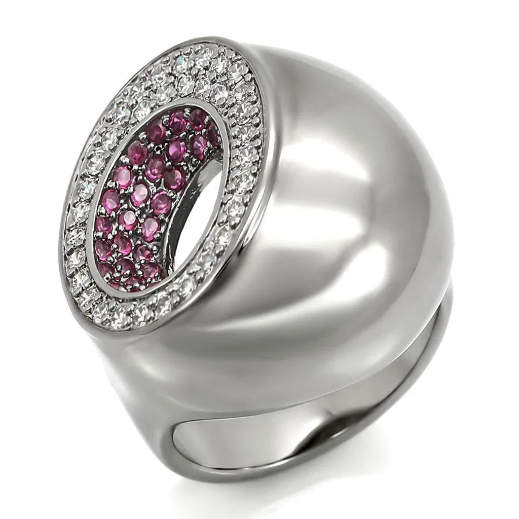 0W304 - Ruthenium Brass Ring with Synthetic Garnet in Ruby - Grocery