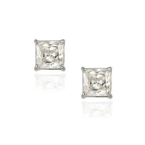 Sterling Silver CZ Square Stud Earrings, 5mm - Grocery