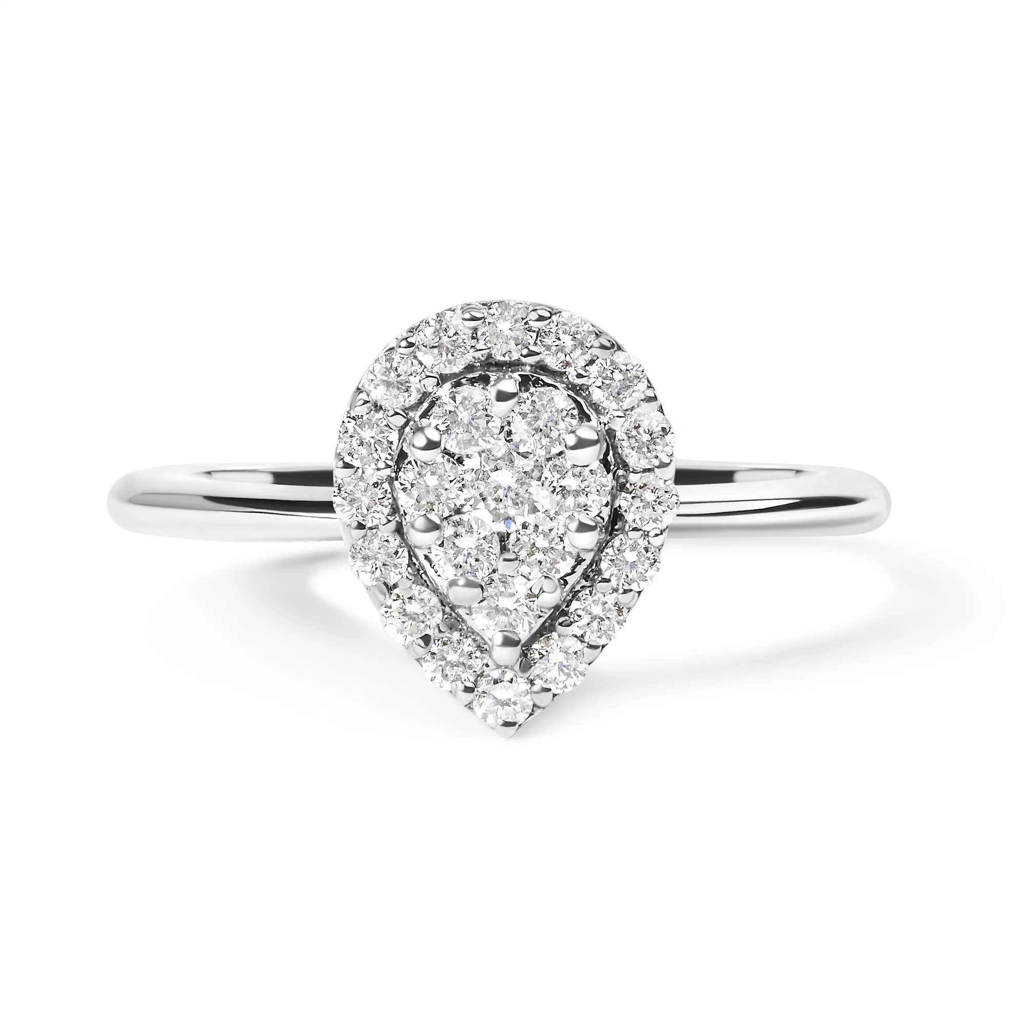 .925 Sterling Silver 3/8 Cttw Lab Grown Diamond Cluster and Halo Pear Promise Ring (G-H Color, VS2-SI1 Clarity) - Size 7 - Grocery