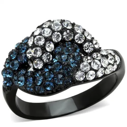 TK1833 - IP Black(Ion Plating) Stainless Steel Ring with Top Grade Crystal in Montana - Grocery